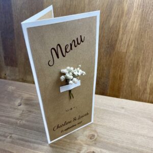 carte de menu mariage fleurs séchées