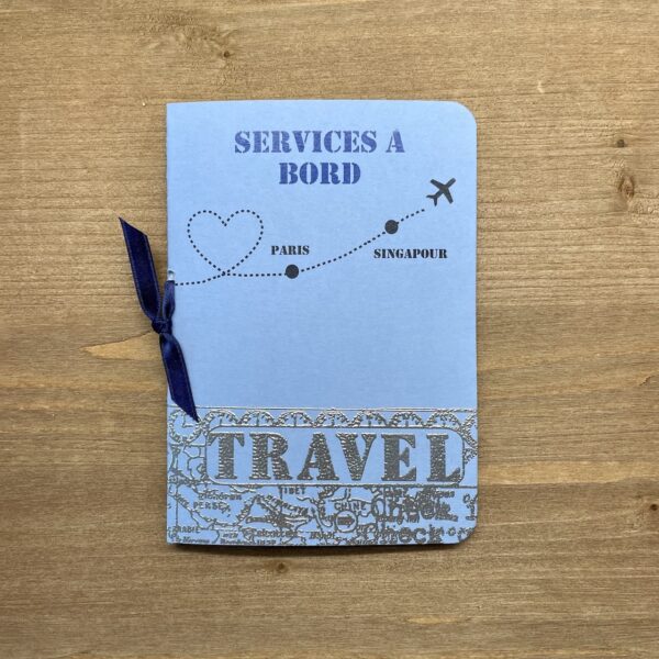 carte de menu mariage format passeport