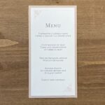 carte de menu mariage rose poudré