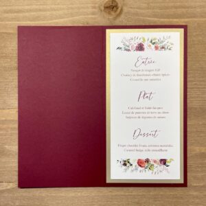 carte de menu mariage tendance