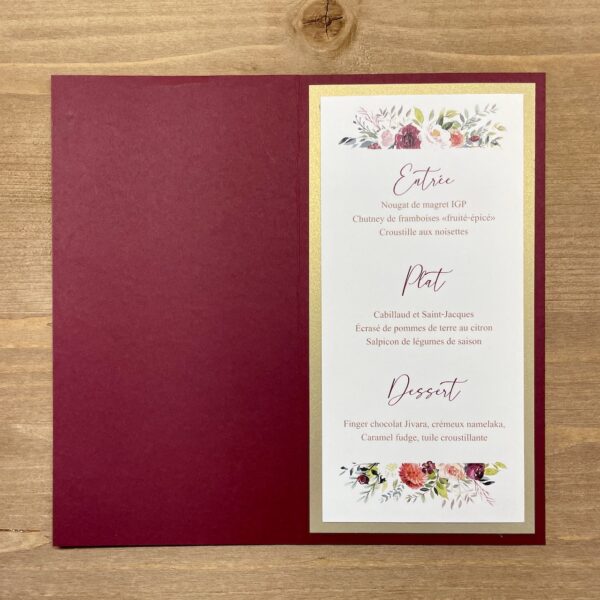 carte de menu mariage tendance