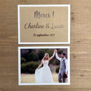 carte remerciement mariage kraft bohème