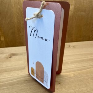 carte menu mariage terracotta ficelle