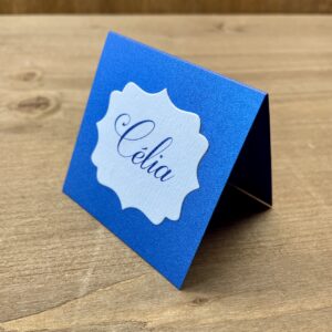 marque-place mariage bleu roi