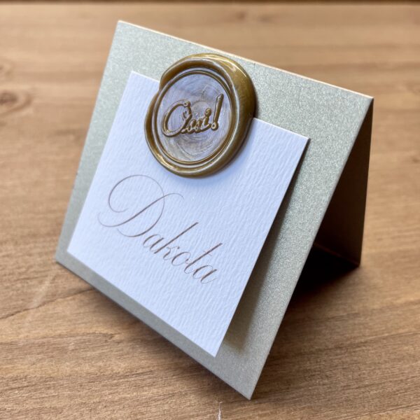 marque-place mariage avec cachet de cire