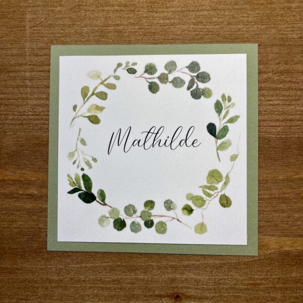 étiquette prénom mariage eucalyptus