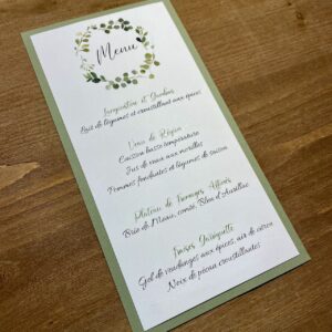 carte menu mariage simple et chic