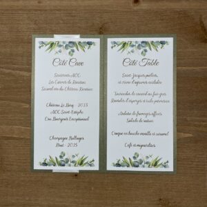 carte menu mariage nature feuillage eucalyptus