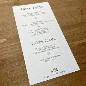 carte menu mariage minimaliste