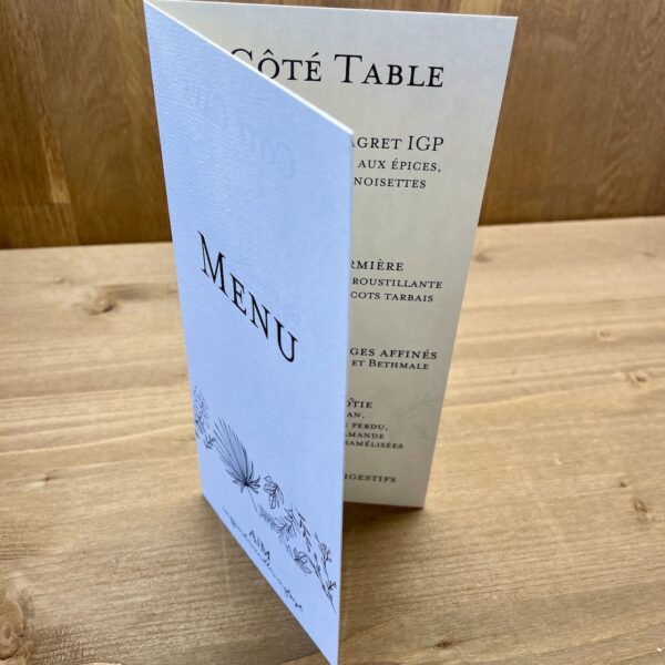 carte menu mariage moderne