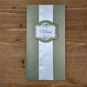 carte de menu mariage vert kaki