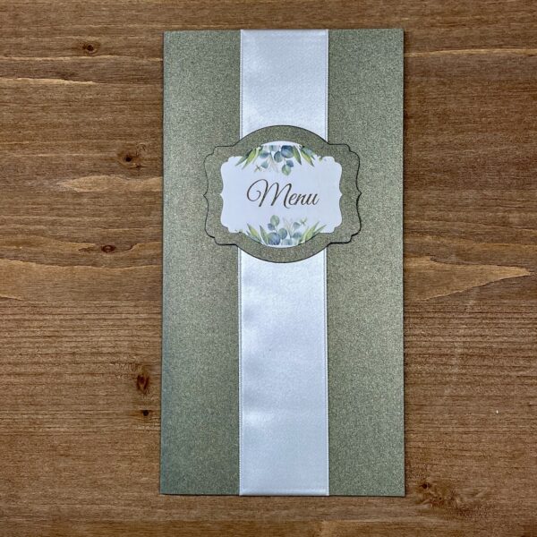 carte de menu mariage vert kaki