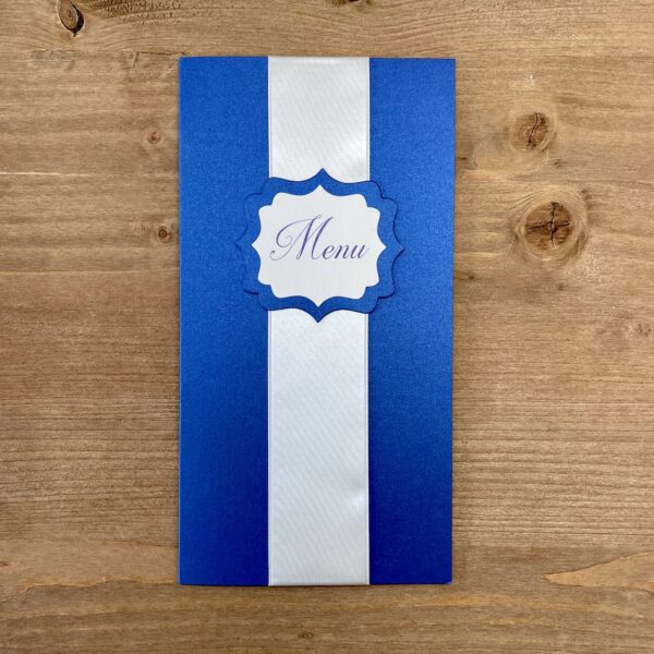 carte menu mariage bleu royal