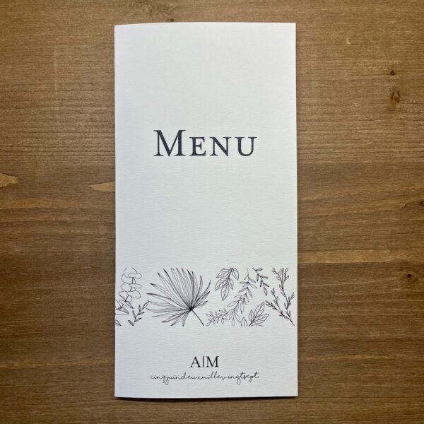 carte menu mariage graphique