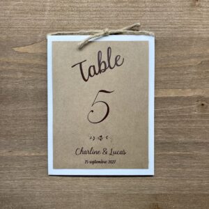 numéro table mariage bohème rustique