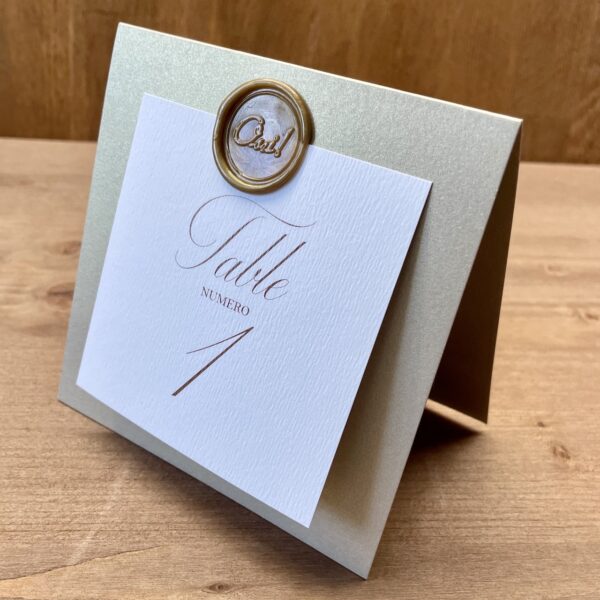 numéro table mariage avec cachet de cire