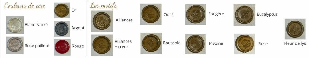 motifs et couleurs des cachets de cire