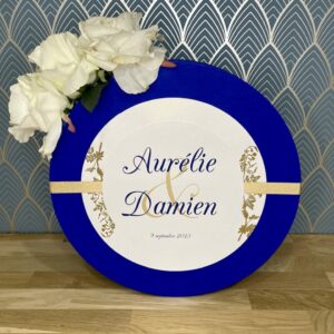 urne mariage couleur bleu roi et or