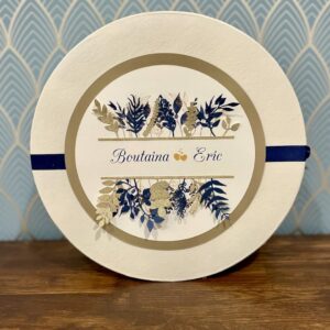 urne mariage bleue et or