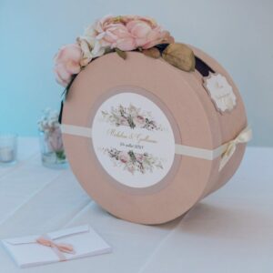 tirelire mariage ronde rose poudré