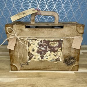 urne en forme de valise vintage pour dons mariage
